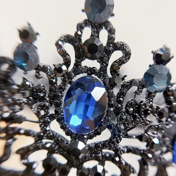 Renaissance Crown, Blue Stone Crown, Halloween Costume, Coronation Crown - Picture 5 of 9